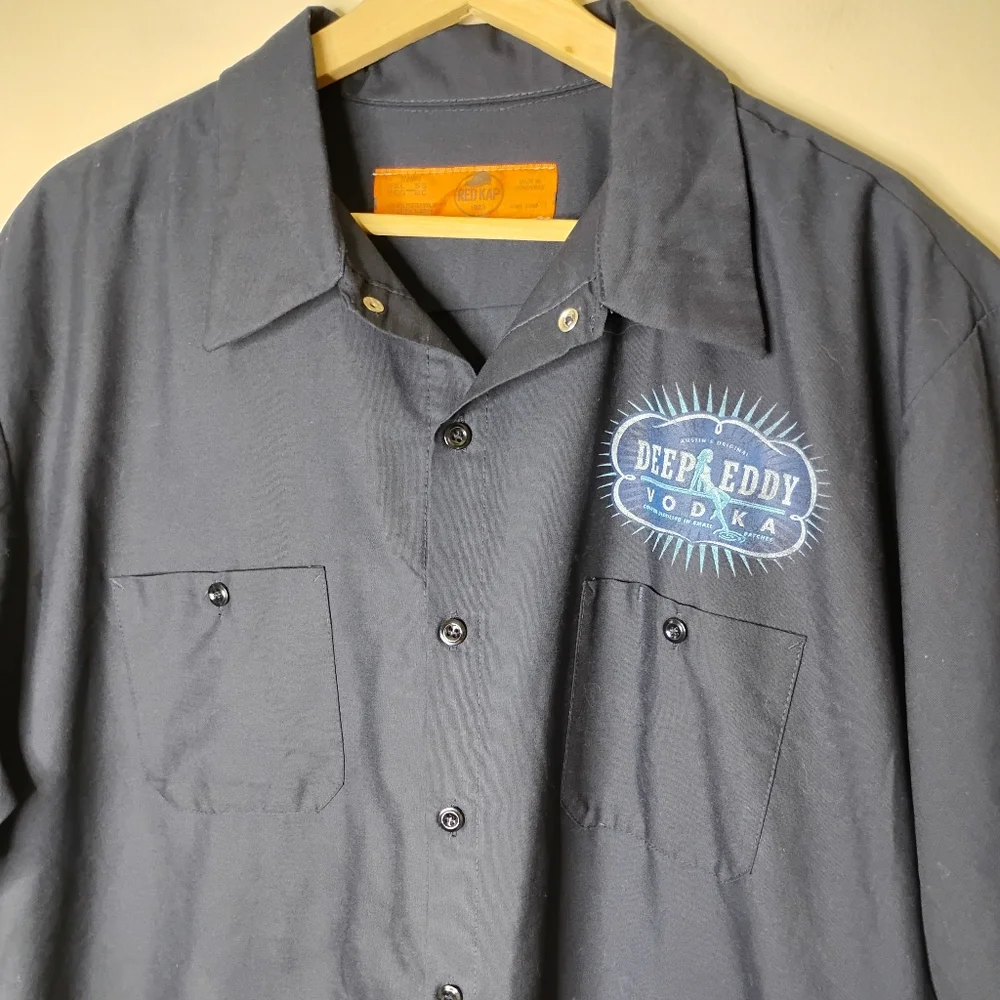 Deep Eddy Vodka Red Kap Mens Work Shirt Size XXL Mechanic Texas - Picture 3 of 7